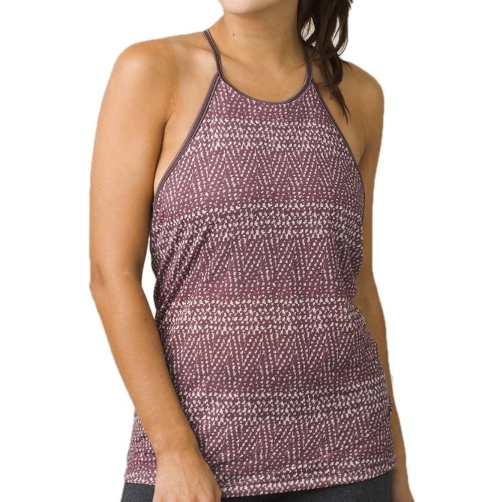 Prana High Neck Printed Path Top Yoga athletics wear shelf bra tank top medium